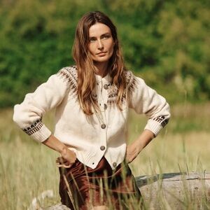 Doen Clarke Cardigan in OATMEAL OLYMPIA FAIR ISLE